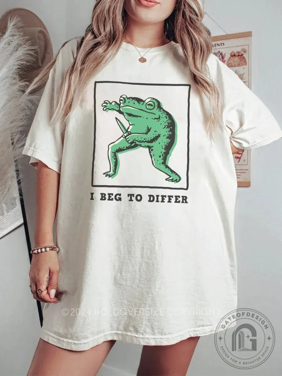 I Beg To Differ Frog With Knife Meme T-Shirt