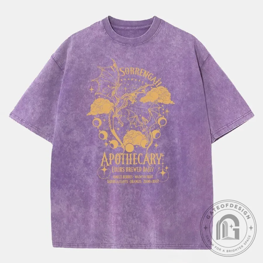 Sorrengail Apothecary Dragon Elixir Brewed Daily Vintage Washed T-Shirt