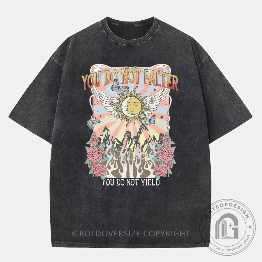 Vintage You Do Not Falter You Do Not Yield Sun and Roses Washed T-Shirt